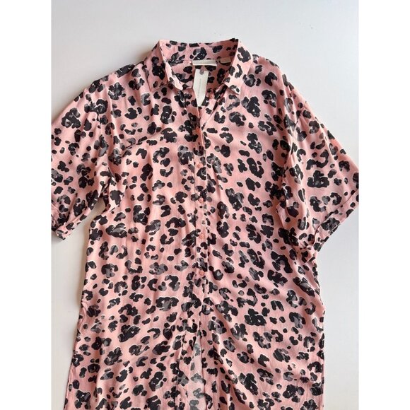NWT MAEVE Rita Pink Black Leopard Printed Crepe Long Tunic Blouse Top, Size S - Picture 5 of 14